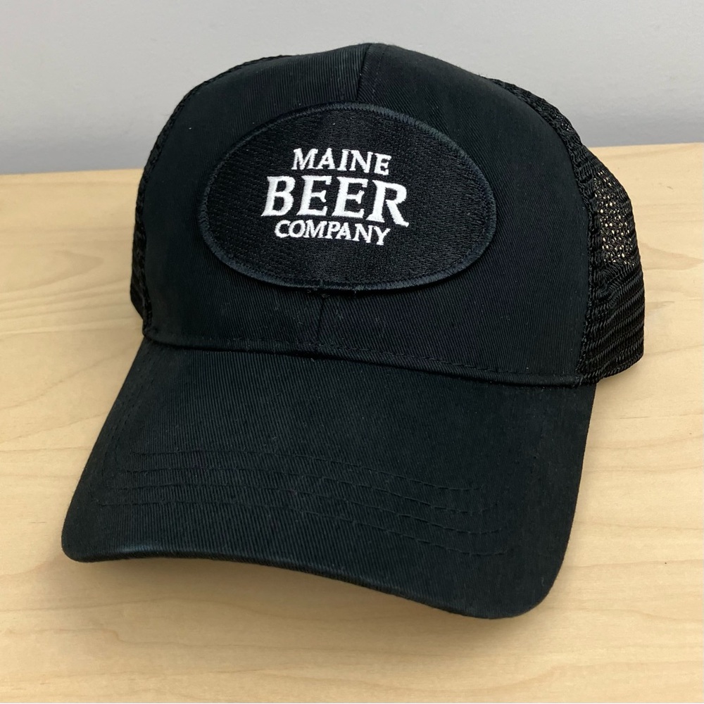 Maine Beer Company Mesh Snapback Trucker Hat Black White Embroidered Patch Logo